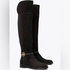 NIB Tory Burch Miller 25mm Over-The-Knee Suede Boot  | Black | Size: 8